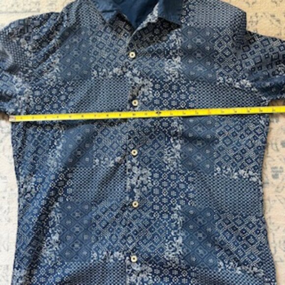🧡3/15 Mango Man Casual Patchwork Blue Shirt Men's S - Picture 5 of 13